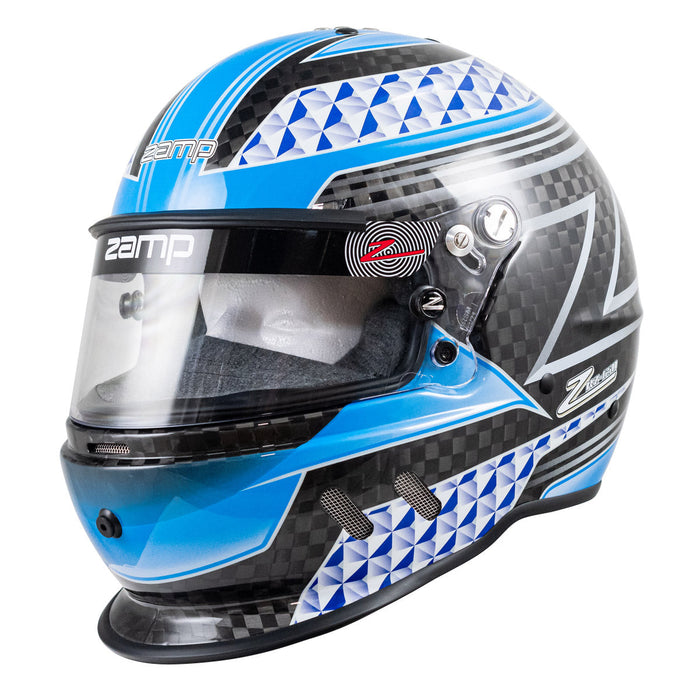 Zamp RZ-65D Graphic Carbon SNELL SA2020 Racing Helmet - Flo Blue Carbon Graphic - Front - Fast Racer 