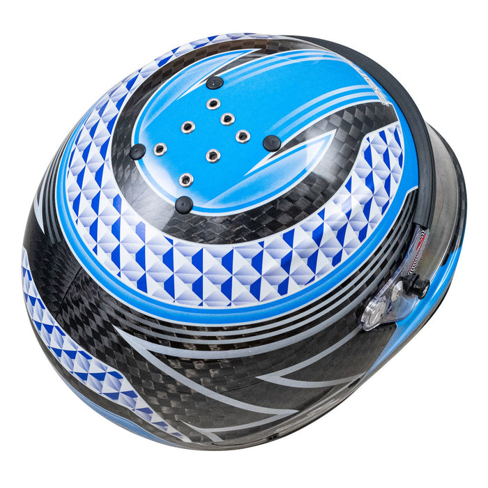 Zamp RZ-65D Graphic Carbon SNELL SA2020 Racing Helmet - Flo Blue Carbon Graphic - Rear - Fast Racer 