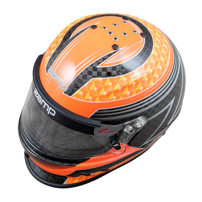 Zamp RZ-65D Graphic Carbon SNELL SA2020 Racing Helmet - Flo Orange Carbon Graphic - Top - Fast Racer 