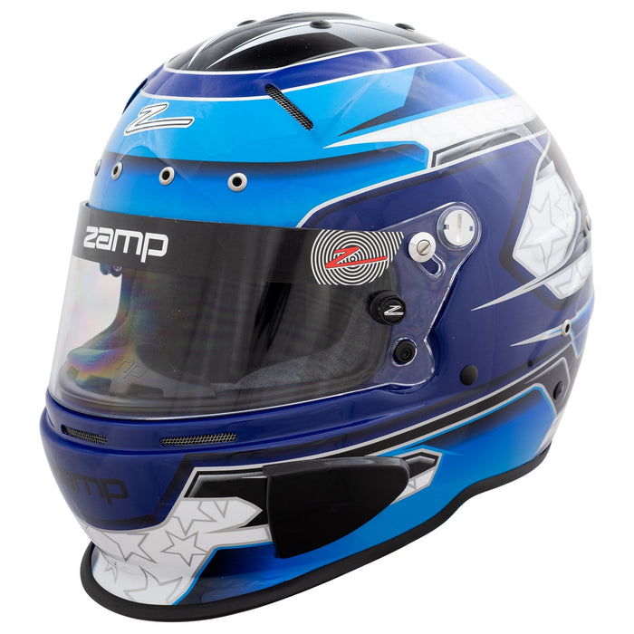 Zamp RZ-70E Switch Graphic - FIA 8859-2015 & Snell SA-2020 Helmet - Blue/Light Blue/Grey - Front - Fast Racer 