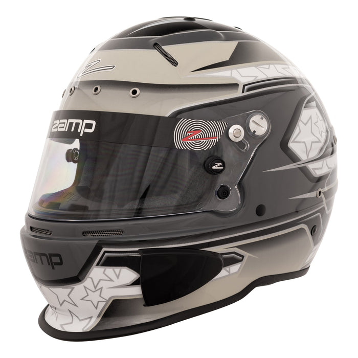 Zamp RZ-70E Switch Graphic - FIA 8859-2015 & Snell SA-2020 Helmet - Grey/Light Grey Graphic - Front - Fast Racer 