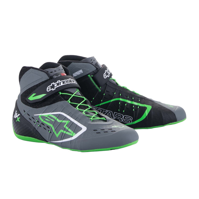 Alpinestars Tech-1 KX V2 Karting Shoes - Black/Dark Grey/Green - Fast Racer