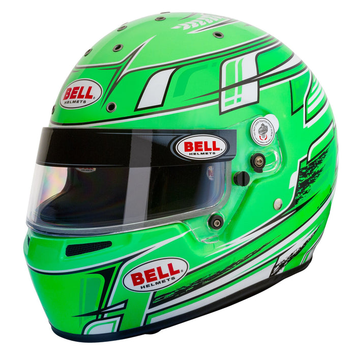 Bell KC7-CMR Youth Kart Helmet - Champion Green - Front Left - Fast Racer