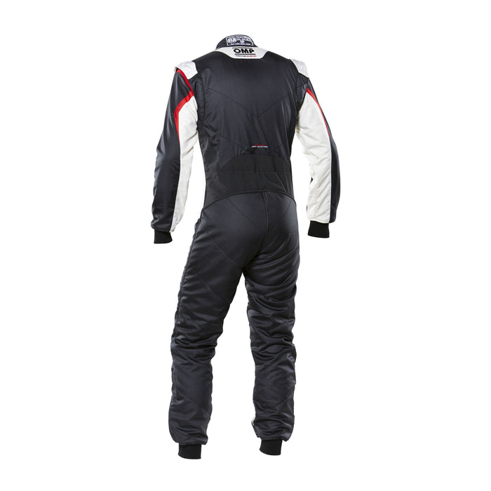 OMP Tecnica Evo Race Suit MY2021 - Fire Suit - Auto Racing Suit - Back - Black / White - Fast Racer