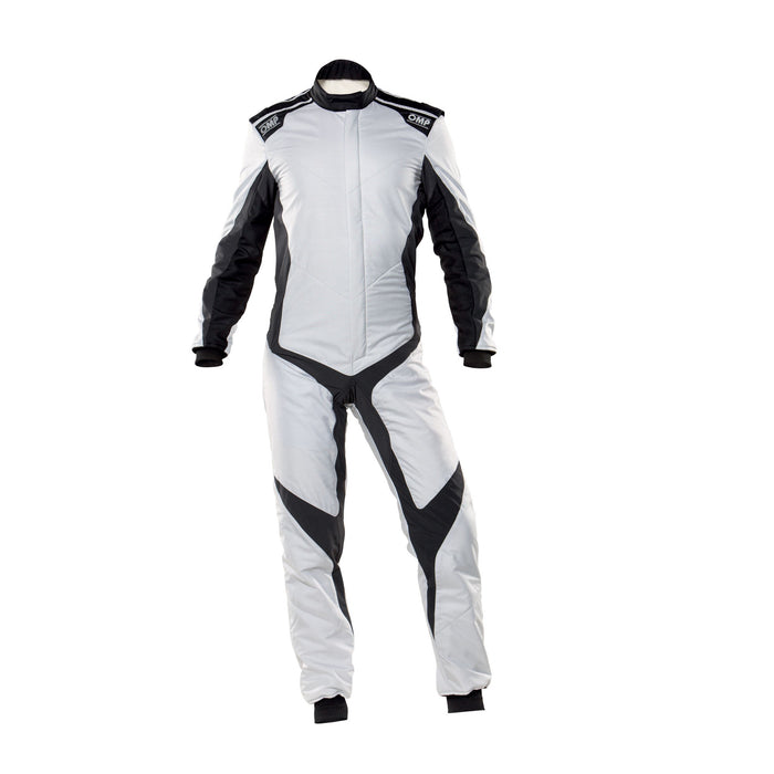 OMP One Evo X Racing Suit - Ultra-light Racing Suit - IA01861 - Front - Light Silver / Black - MY2021 - Fast Racer