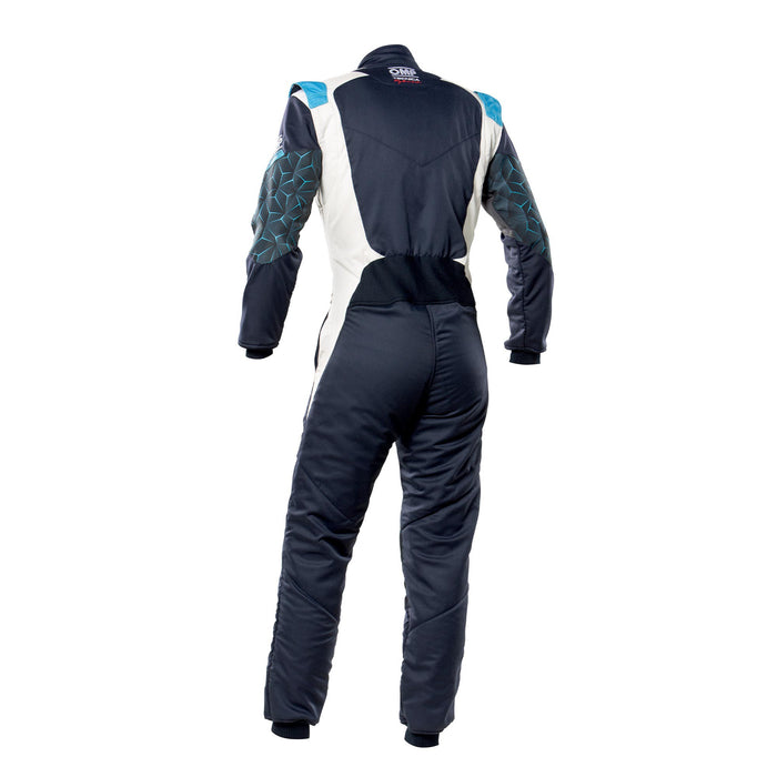 OMP Tecnica Hybrid Racing Suit - Blue/Cyan - Back - Fast Racer