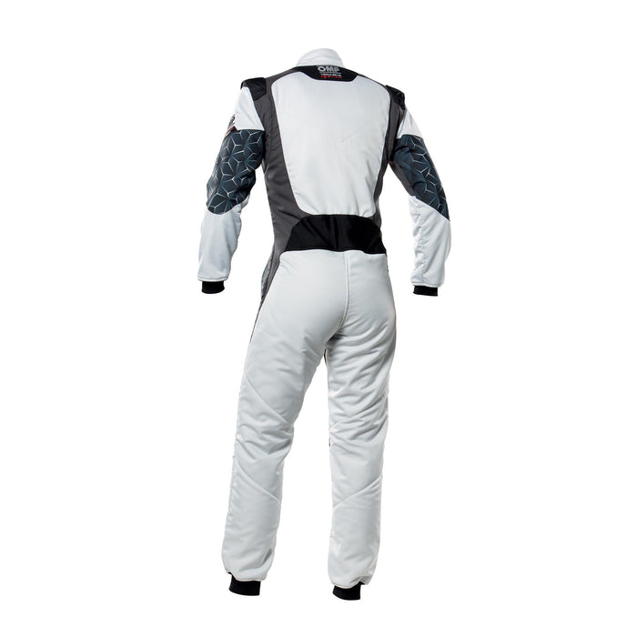 OMP Tecnica Hybrid Racing Suit - Silver/Black - Back - Fast Racer