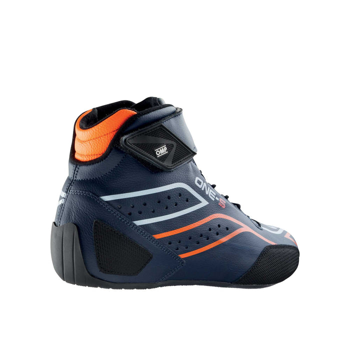 OMP ONE-S Auto Racing Boots Shoes , Navy Blue / Fluo Orange - Fast Racer 4