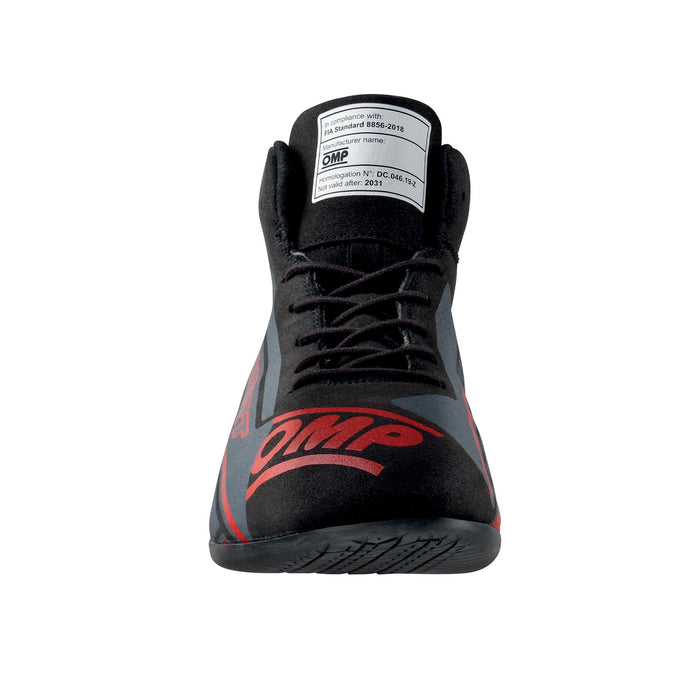OMP SPORT Racing Shoes MY2022 - Black/Red - Fast Racer - Front View