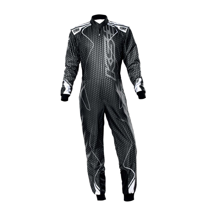 OMP KS-3 Art Fully printed kart suit - Black/Silver - Front - Fast Racer