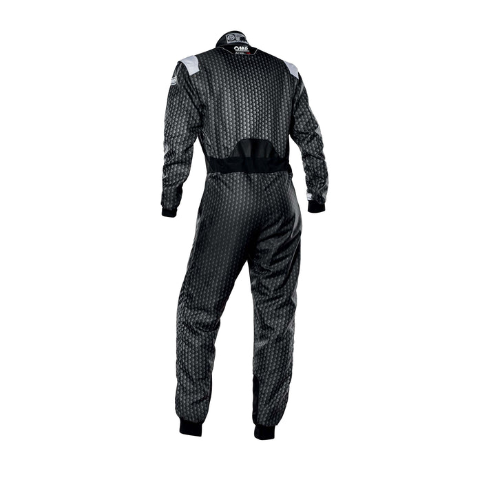 OMP KS-3 Art Fully printed kart suit - Black/Silver - Back - Fast Racer