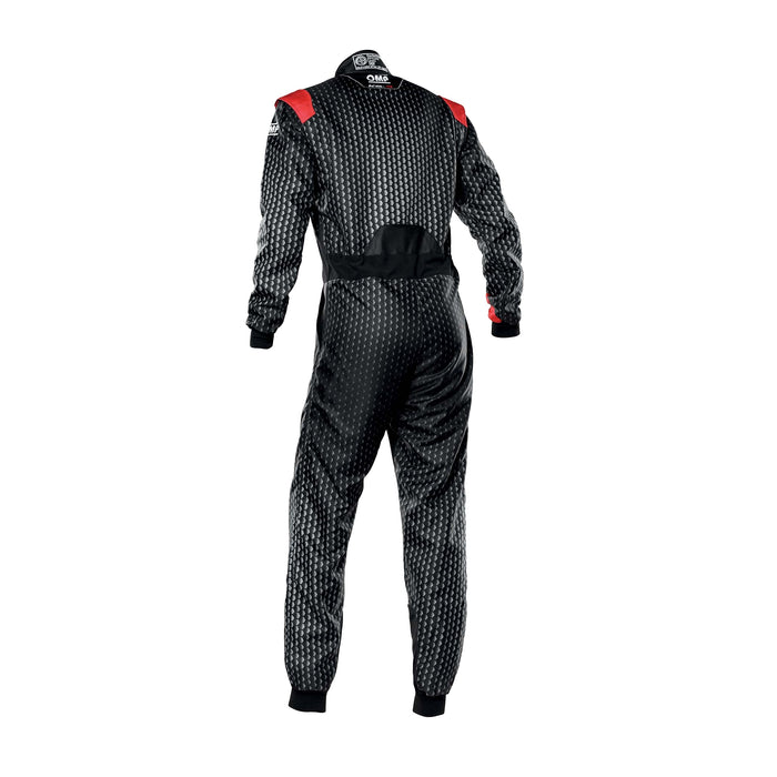 OMP KS-3 Art Fully printed kart suit - Black/Red - Back - Fast Racer