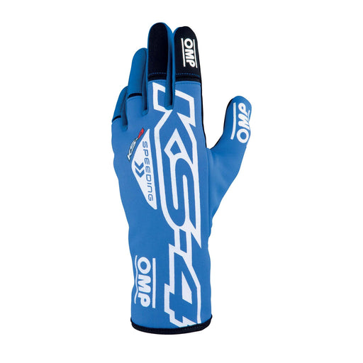 OMP KS-4 Go-Kart Racing Gloves MY2023 - Blue / White - Front - Fast Racer