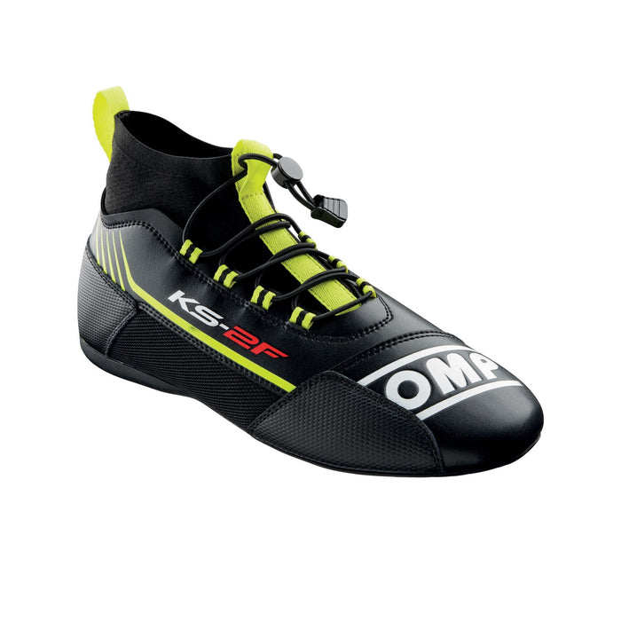 OMP KS-2F Kart Racing Boots MY2023 - Black/Yellow - Right Outside - Fast Racer