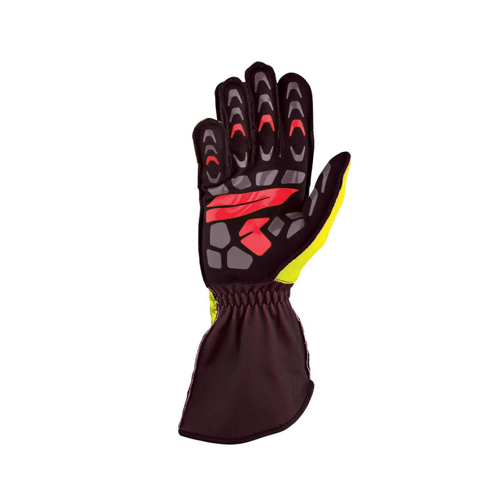 OMP KS-2R - Go Kart Racing Gloves - Yellow/Black - Back - Fast Racer