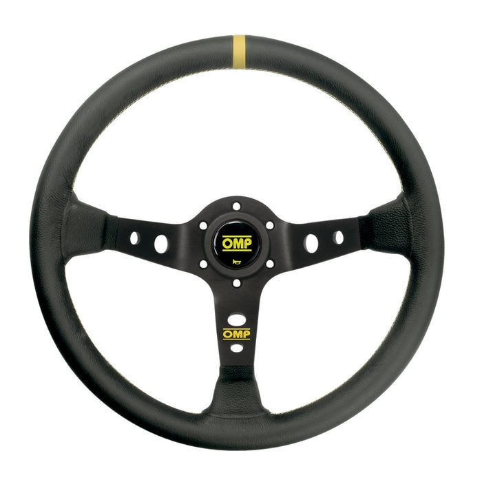 OMP CORSICA LISCIO STEERING WHEEL - Competition-style steering wheel - Black/Yellow - Black anodized spokes - Fast Racer 