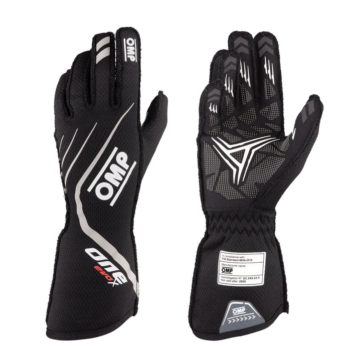 ONE EVO X Racing Gloves MY2021, OMP Race Gloves  - Pair - Black / White - Fast Racer