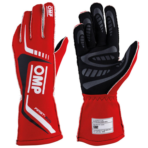 OMP First-Evo Fireproof Racing Gloves 2020 - Red - Fast Racer