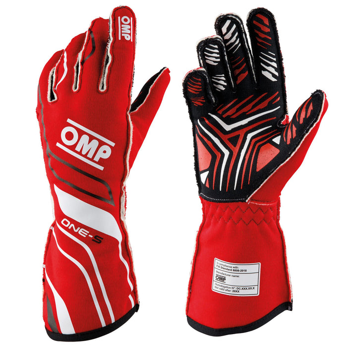 OMP ONE-S Racing Gloves MY2020, Red/White - FAST RACER