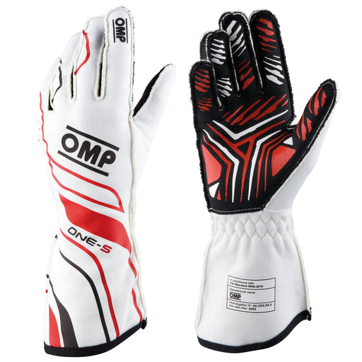 OMP ONE-S Racing Gloves MY2020, White/Red/Black - FAST RACER