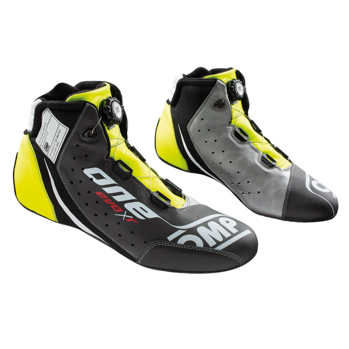 OMP ONE EVO X R Rotor Racing Shoes - Race Boots - Pair - Black / Anthracite / Fluo Yellow - IC/805E - Fast Racer
