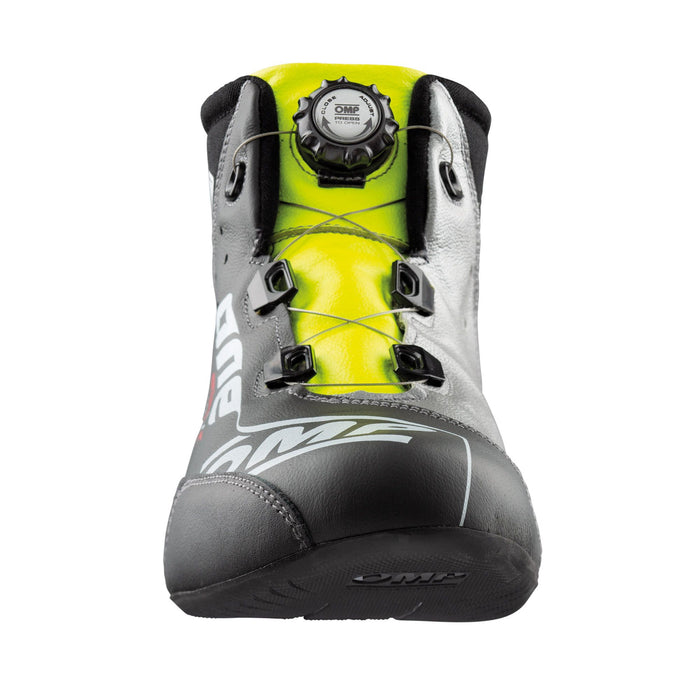 OMP ONE EVO X R Rotor Racing Shoes - Race Boots - Front - Black / Anthracite / Fluo Yellow - IC/805E - Fast Racer