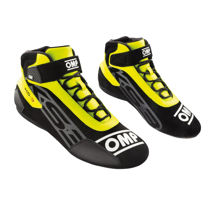 OMP KS-3 Karting Shoes MY2021, Kart Boots - Yellow / Black - Fast Racer