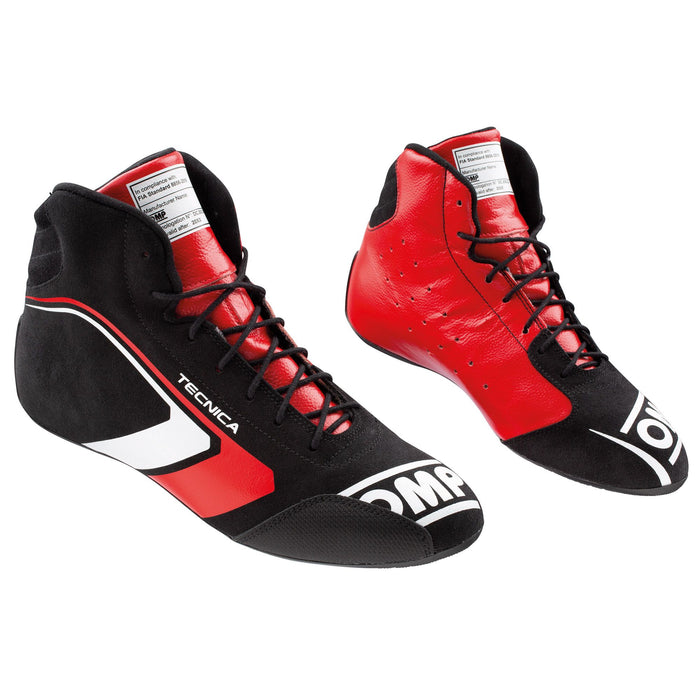 OMP Tecnica Racing Shoes - Pair - Black / Red / White - Fast Racer