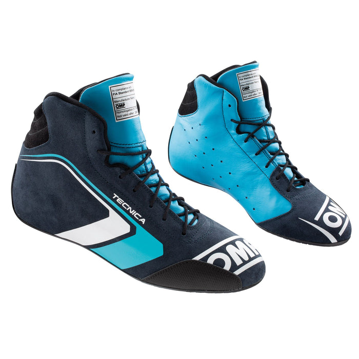 OMP Tecnica Racing Shoes - Pair - Navy Blue / Cyan / White - Fast Racer