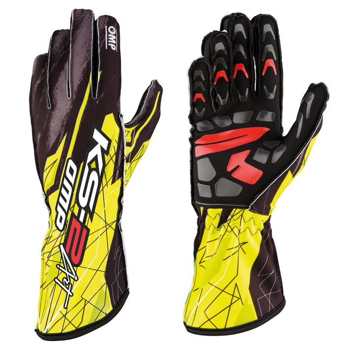 OMP KS-2 ART Kart Racing Gloves - Yellow/Black - Fast Racer