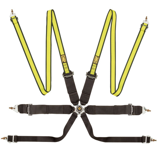  Saloon 6 Point Harness, Black/Yellow - Fast Racer