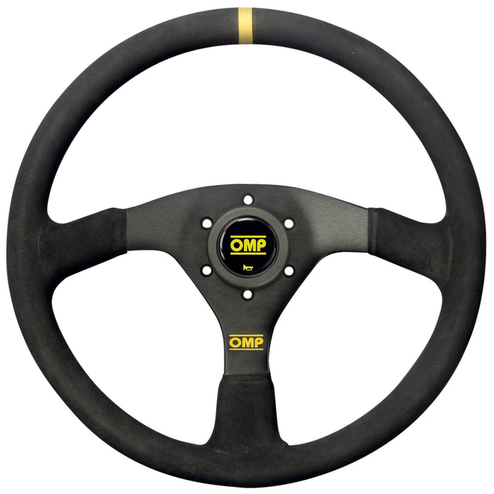 OMP Velocita 380 Racing Steering Wheel - Black Suede - Top View - Fast Racer
